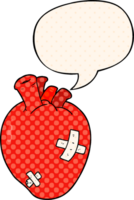 cartoon heart with speech bubble in comic book style png
