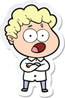 sticker of a cartoon man gasping in surprise png