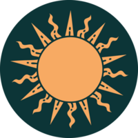 iconic tattoo style image of a sun png