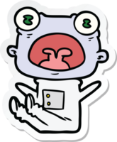 sticker of a cartoon weird alien shouting png