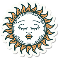 sticker of tattoo in traditional style of a sun png