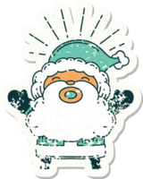 worn old sticker of a tattoo style santa claus christmas character png