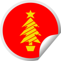 circular peladura pegatina dibujos animados de un Navidad árbol png