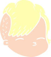 visage féminin de dessin animé de style plat couleur png