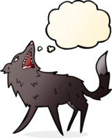 cartoon snapping wolf with thought bubble png