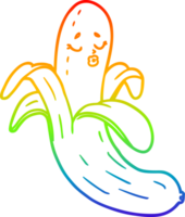 rainbow gradient line drawing of a cartoon best quality organic banana png