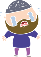 hombre barbudo de dibujos animados de estilo de color plano llorando png