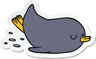 sticker of a cartoon sliding penguin png