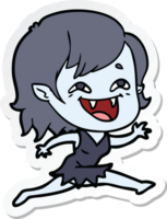 sticker of a cartoon laughing vampire girl png