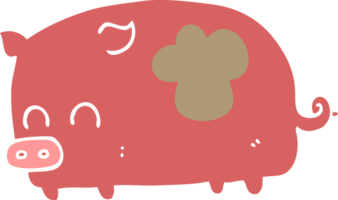 cute flat color style cartoon pig png