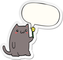 mignonne dessin animé chat avec discours bulle autocollant png