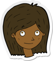 sticker of a cartoon happy female face png