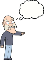 dessin animé vieil homme furieux avec bulle de pensée png