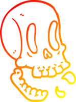 warm gradient line drawing of a funny cartoon skull png