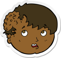 klistermärke av en tecknad serie pojke med ful tillväxt på huvud png