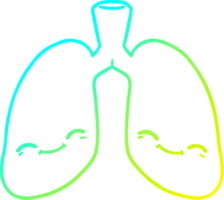 cold gradient line drawing of a cartoon lungs png