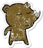 autocollant en détresse d'un ours heureux de dessin animé png