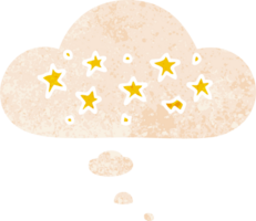 dibujos animados estrellas con pensamiento burbuja en grunge afligido retro texturizado estilo png