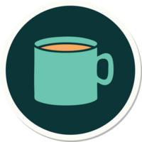 sticker of tattoo in traditional style of cup of coffee png