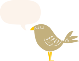 cartoon bird with speech bubble in retro style png