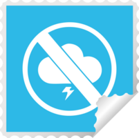 square peeling sticker cartoon of a no storms allowed sign png