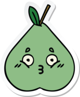 sticker of a cute cartoon green pear png