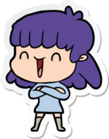 sticker of a cartoon woman laughing png