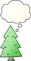 cartoon christmas tree with thought bubble in smooth gradient style png