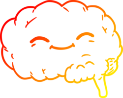 warm gradient line drawing of a cartoon brain png