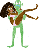 cartoon swamp monster carrying woman in bikini png