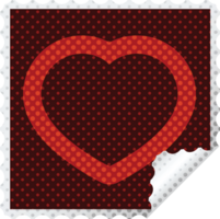 coeur symbole graphique carré autocollant timbre png