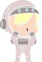 niña astronauta riendo de dibujos animados de estilo de color plano png