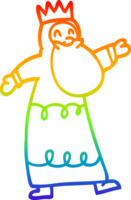 rainbow gradient line drawing of a cartoon wise king png