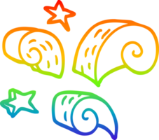 rainbow gradient line drawing of a cartoon decorative spiral element png