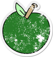 distressed sticker of a quirky hand drawn cartoon apple png