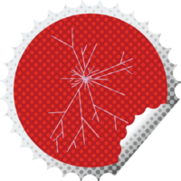 cracked screen graphic   illustration round sticker stamp png