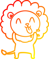 warm gradient line drawing of a happy cartoon lion png