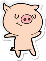 sticker of a happy cartoon pig png