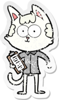 noodlijdende sticker van een happy cartoon verkoper kat png