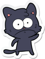 autocollant d'un chat nerveux de dessin animé png