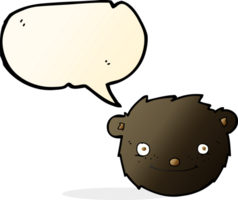 cartone animato nero orso testa con discorso bolla png