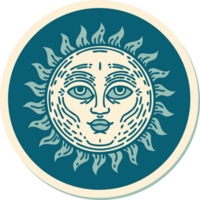 sticker of tattoo in traditional style of a sun with face png