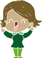 flat color style cartoon happy woman png