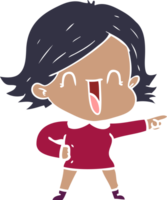 flat color style cartoon laughing woman pointing png