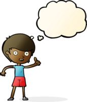 cartoon boy giving thumbs up symbol with thought bubble png