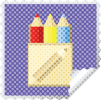 pack de crayons de couleur graphique autocollant carré timbre png