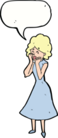 Cartoon besorgte Frau mit Sprechblase png