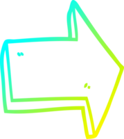 cold gradient line drawing of a cartoon pointing arrow png