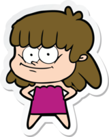 pegatina de una mujer sonriente de dibujos animados png