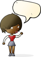 cartoon waving woman with speech bubble png